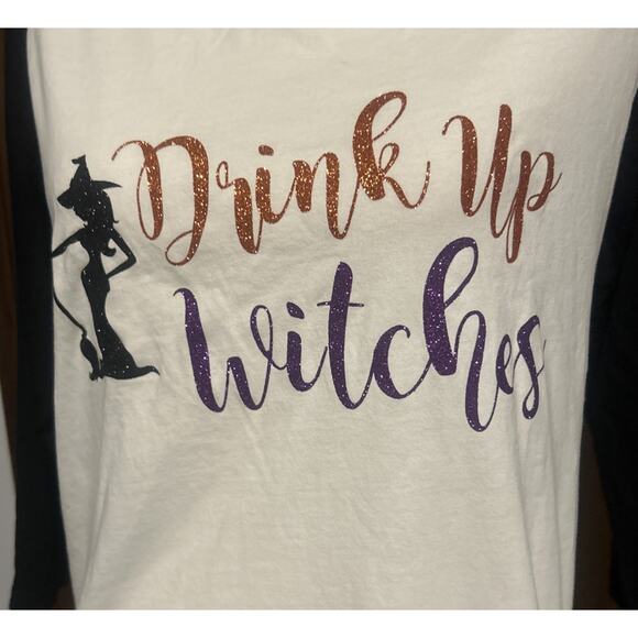 Cotton Heritage Drink Up Witches Womens Raglan T-shirt Halloween Size Medium - Picture 2 of 9